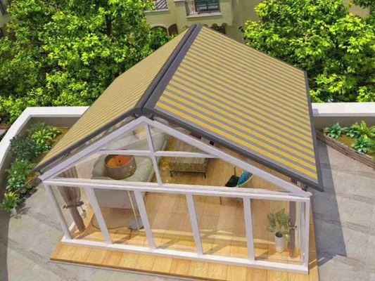 Rectangular Sunroom Canopy  Outdoor Aluminum Alloy Rain Shelter Eaves Home Use Electric Sliding Dual-Track Retractable Sunshade