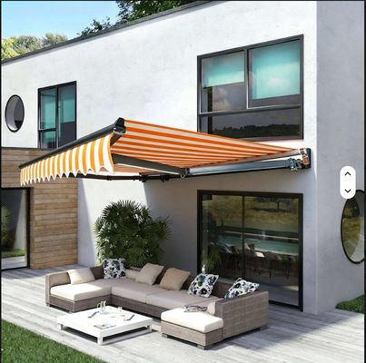 Retractable Patio Awning with LED Light Waterproof Sunshade for Cafe Villa Garden